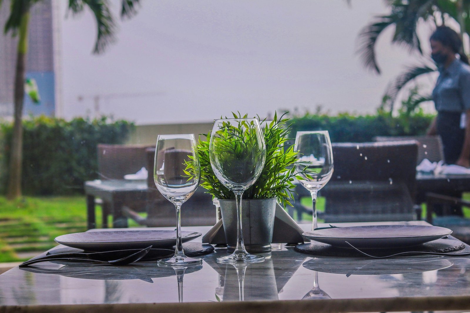 a set of wine glasses on a table